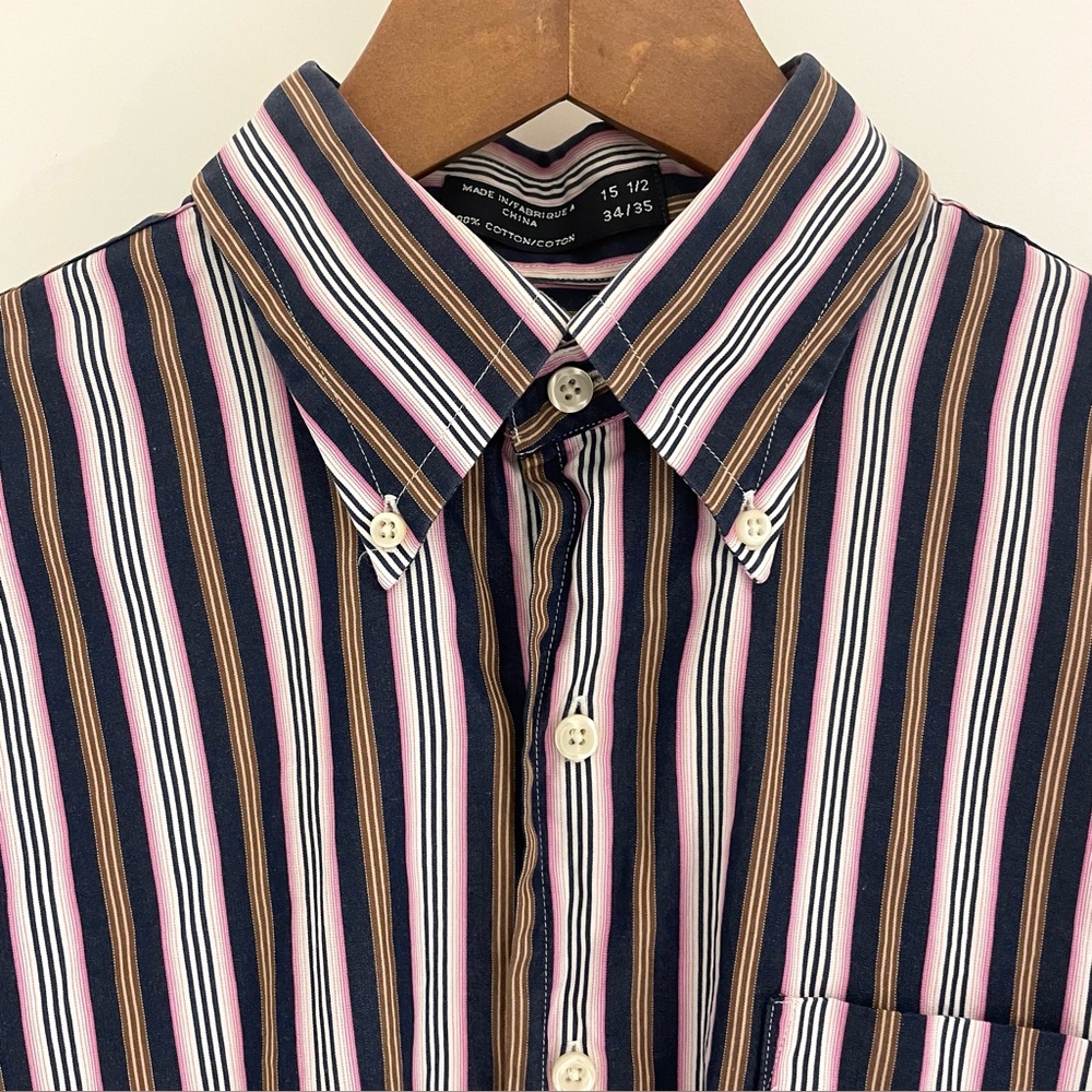 NAUTICA 100% Cotton Striped Multicolor Button Down Long Sleeve Shirt, 15 1/2
